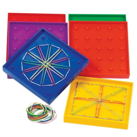 Learning Resources Double-Sided Rainbow Geoboards, 5", Math Manipulatives, Ages 5, 6, 7+