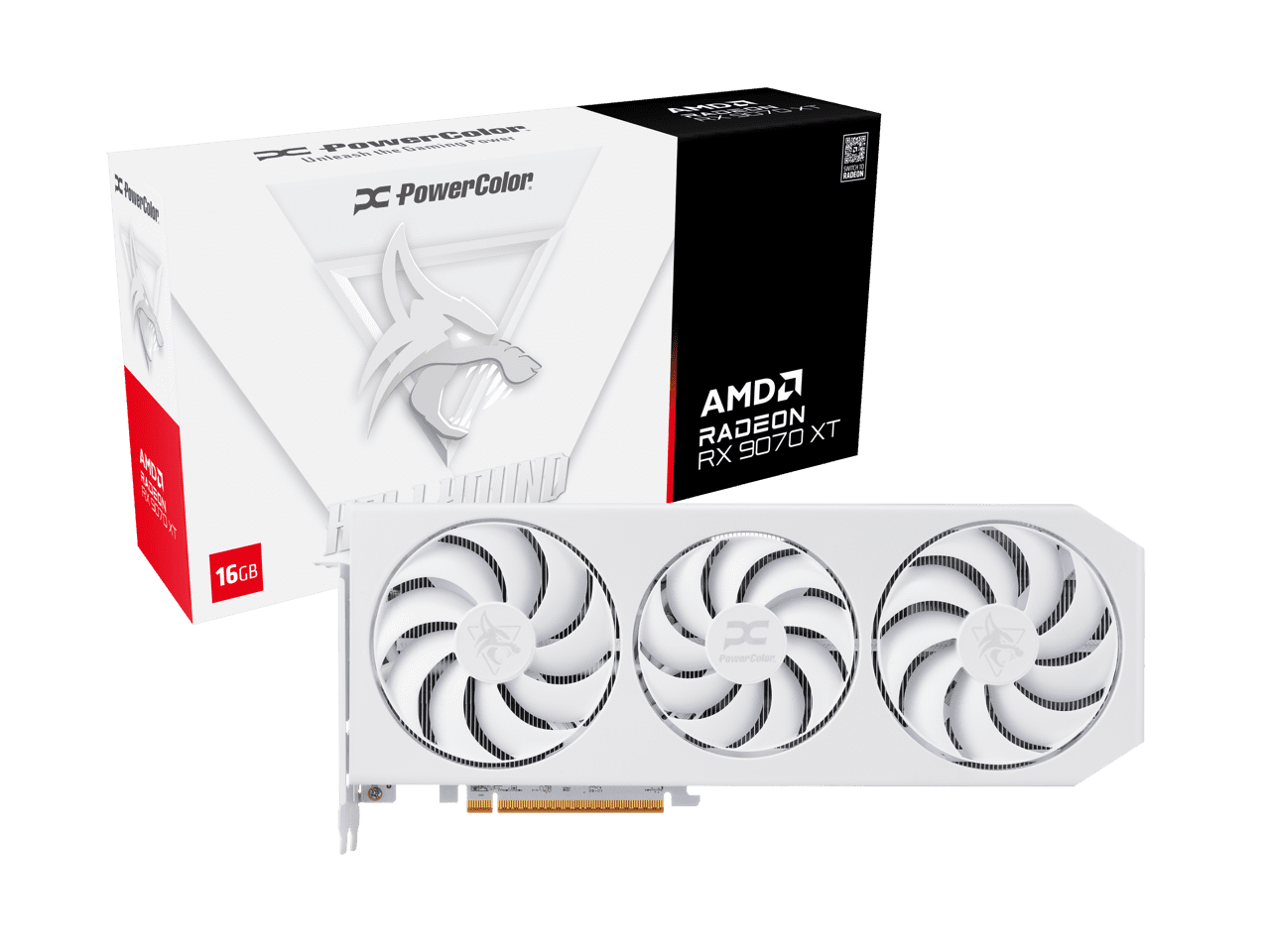 PowerColor Hellhound Radeon RX 9070 XT 16GB GDDR6 PCI Express 5.0 x16 Graphics CARD Hellhound Spectral White AMD Radeon RX 9070 XT 16GB GDDR6