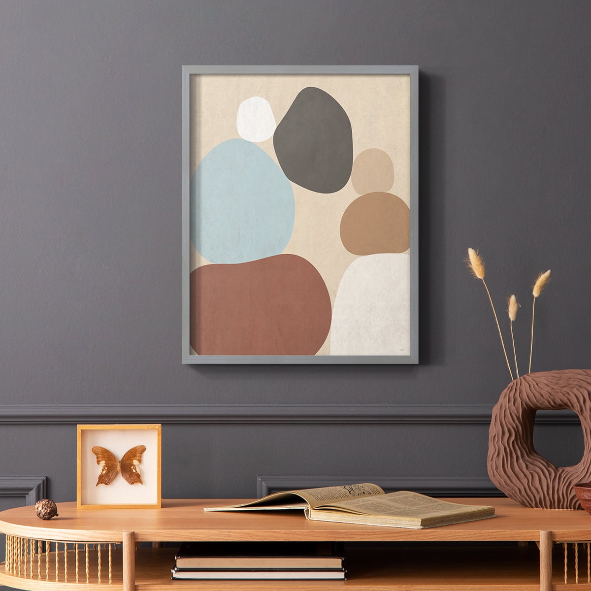 Stone Stacking in Paper Solid Wood 22 x 28 Framed Print