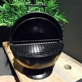 thumbnail image 4 of Smoke Ashtray, Lidded Dome, Pedestal Base, BBQ Grill Party Style, Black Lacquered Iron, 6 Inches, 4 of 7