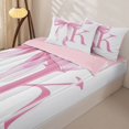 thumbnail image 3 of Homewish Girls Pink Bow Zipper Full Size Comforter Sets with Fitted Sheet and 2 Pillowcases, K Letter Zipper Bedding Set, Princess Style Bedroom Decor,4pcs, Pink Reversible, 3 of 6
