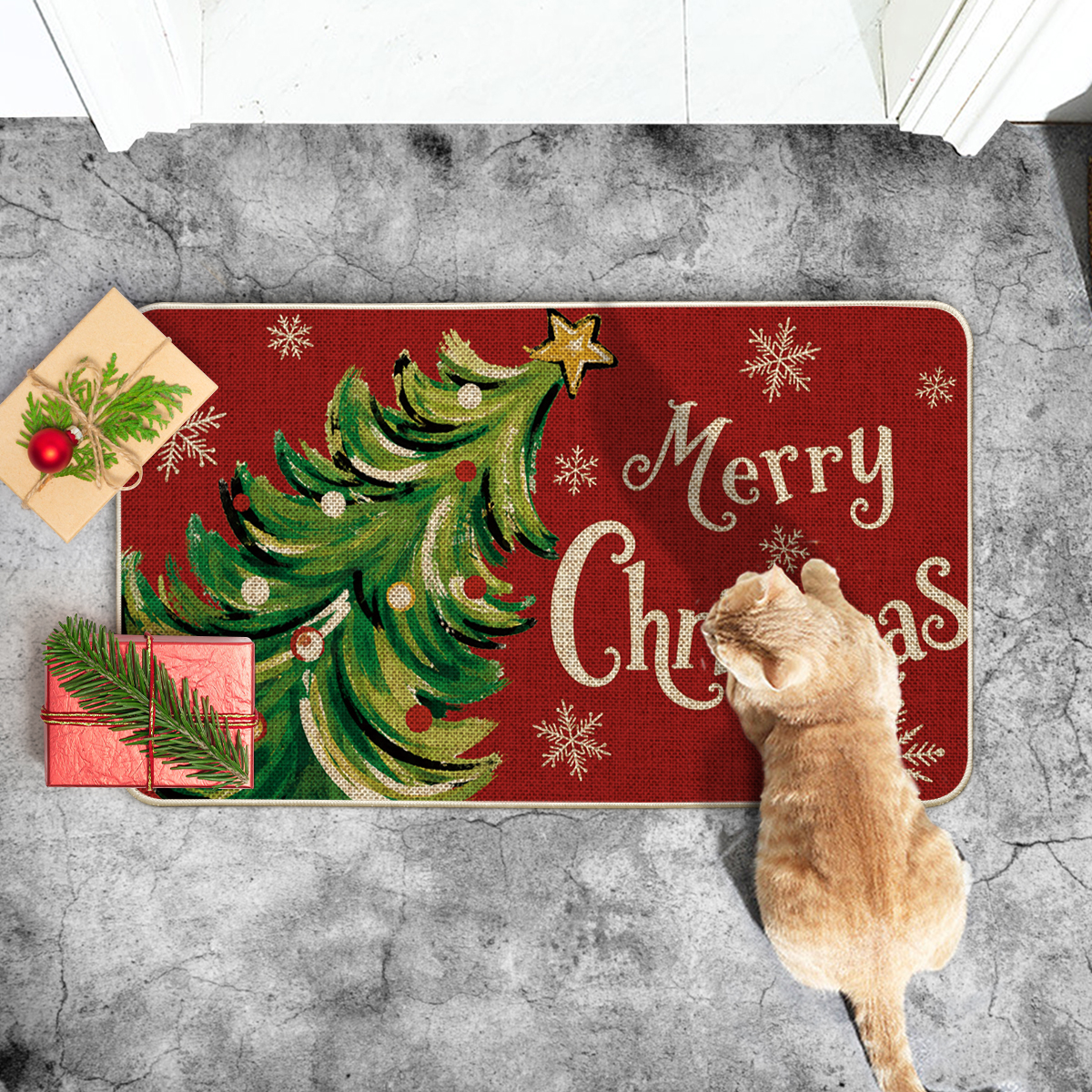 Sm:)e Pine Tree Snowflake Christmas Doormat 17x29 Inch photo 7