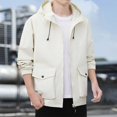 thumbnail image 7 of Maoxin Mens Jacket Men's Stitching Drawstring Hooded Slim Fashion Jacket Coat Outwear Jackets for Men , Khaki , 4XL, 7 of 7