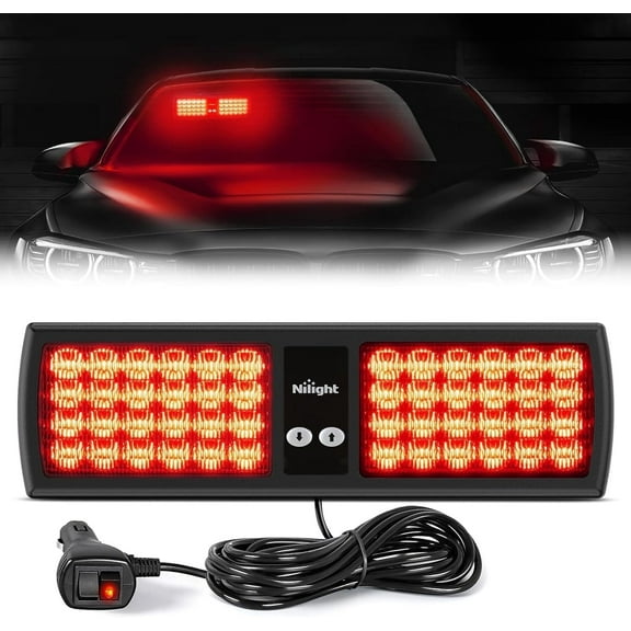 Nilight Red 48Led Visor Strobe Lights Interior Windshield Emergency Warning Lights Super Bright Led Strobe Lights