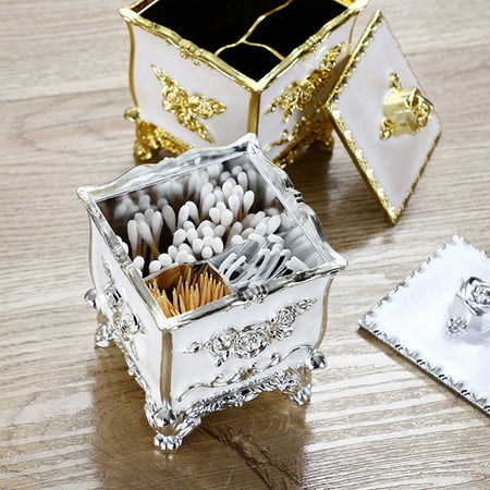 

Jiaroswwei Toothpicks Box European Style Vibrant Color 3 Grids with Lid Relief Pattern Decorative Plastic All-Purpose Toothpick Cotton Swab Organizer Box Home Supplies