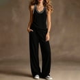 thumbnail image 2 of Enjoytime 2 Piece Lounge Set Women Sleeveless V Neck Tank Tops Wide Leg Pants Matching Sets Summer Plus Size Casual Travel Outfits, 2 of 7