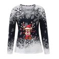 thumbnail image 4 of Camisas Navideñas Para Mujer Tops de Manga Larga Moda Con Cuello en V Empalme Irregular Suelto Odeerbi ODB198723, 4 of 4