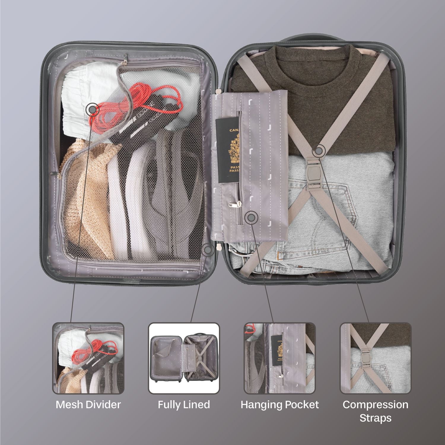 Valise de Cabine rigide à roulettes de 20-po de Jetstream Bagage à main