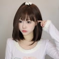 thumbnail image 3 of Peluca sintética recta para mujer, pelo Bob corto con flequillo, negro, marrón, Natural, Cosplay diario, peinado Bobo, resistente al calor, 3 of 4