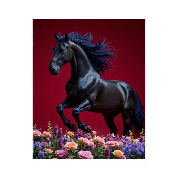 Paint by Numbers Kit for Adults, Black Stallion Blossoming Beauty Paint by Numbers, Easy Paint by Numbers Kit for Adults Beginner, DIY Adult Paint by Number Kits on Canvas, 12x16in Home Decor