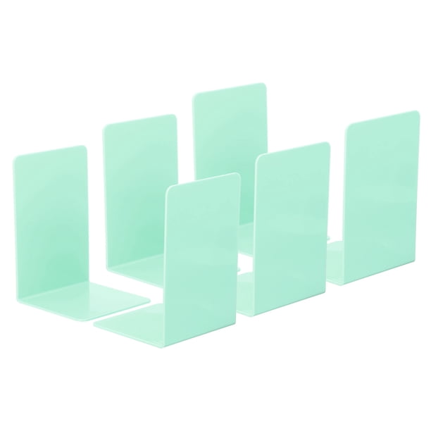 Soportes de libros acrílicos Uxcell, paquete de 6, soportes de libros en forma de L para estantes, escritorio, organizador de revistas, color verde