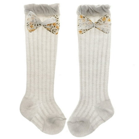 

✪ Infant Baby Girls Thin Over Knee Socks Cute Floral Bowknot Ruffle Mesh Stockings