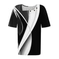 thumbnail image 4 of LEBONYARD Crew Neck Tops for Women,Women's Short Sleeved Pleated T-shirt Top Black XXL, 4 of 4