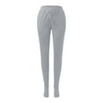 thumbnail image 5 of Fiaer Women Footed Pajama Pants Plus Size Solid Comfy Sleepwear Trousers Drawstring Loose Fit High Waisted Sweatpants for Winter Fall Wear Grey S, 5 of 8