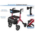 thumbnail image 3 of WalkMate Rollator Walker for Seniors Taller 5.3~7ft with Height-Adjustable Seat, 10 Inch Wheels Wire-Hidden Walkers Compact Folding Design Lightweight Mobility Walking Aid Widen Backrest, Red, 3 of 9