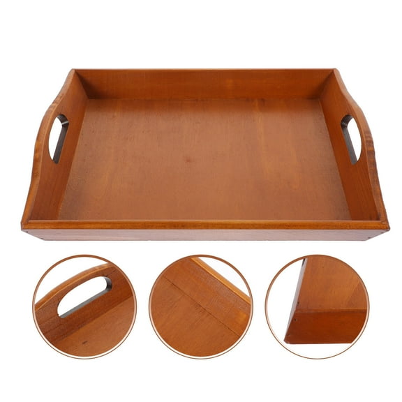 LABELEPH Tea Serving Tray Wood Rectangular 1Pack 12.6x10.2x1.2in