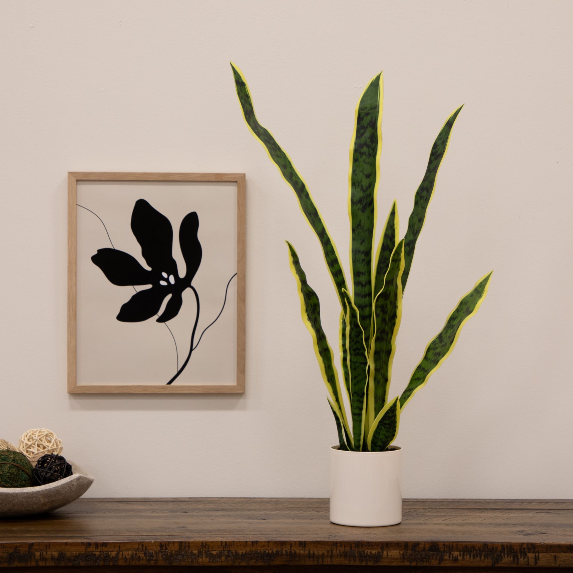Mainstays Artificial Snake Plant, 30", Vanilla Planter photo 5