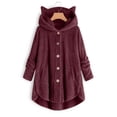 thumbnail image 3 of Lady Coat And Velvet Coat Cat Ear Hooded Soild Patchwork Button Autumn Winter Plush, 3 of 5