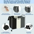 thumbnail image 5 of Nefoso 3 Section Laundry Hamper with Lid and Wheels, 150L Large Laundry Basket Sorter Cart with Handle, Clothes Storage, Multicolor, 5 of 11
