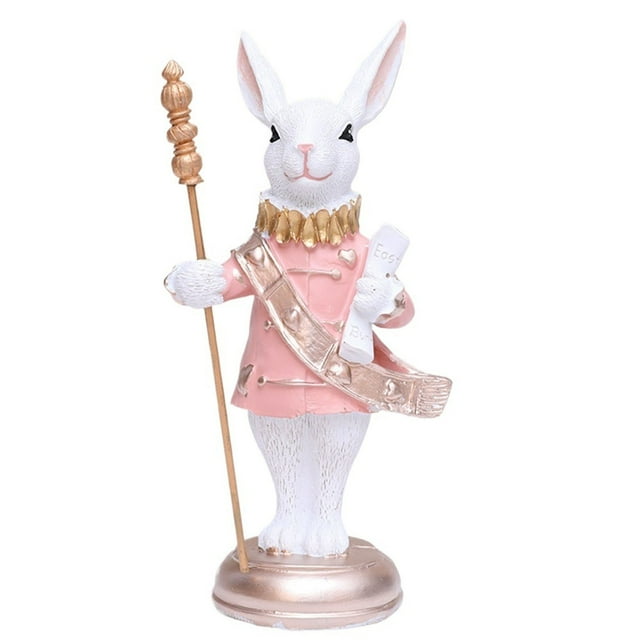 7'' Resin Rabbit Figurines, Easter Bunny Nutcracker for The Home Decor Office Gift
