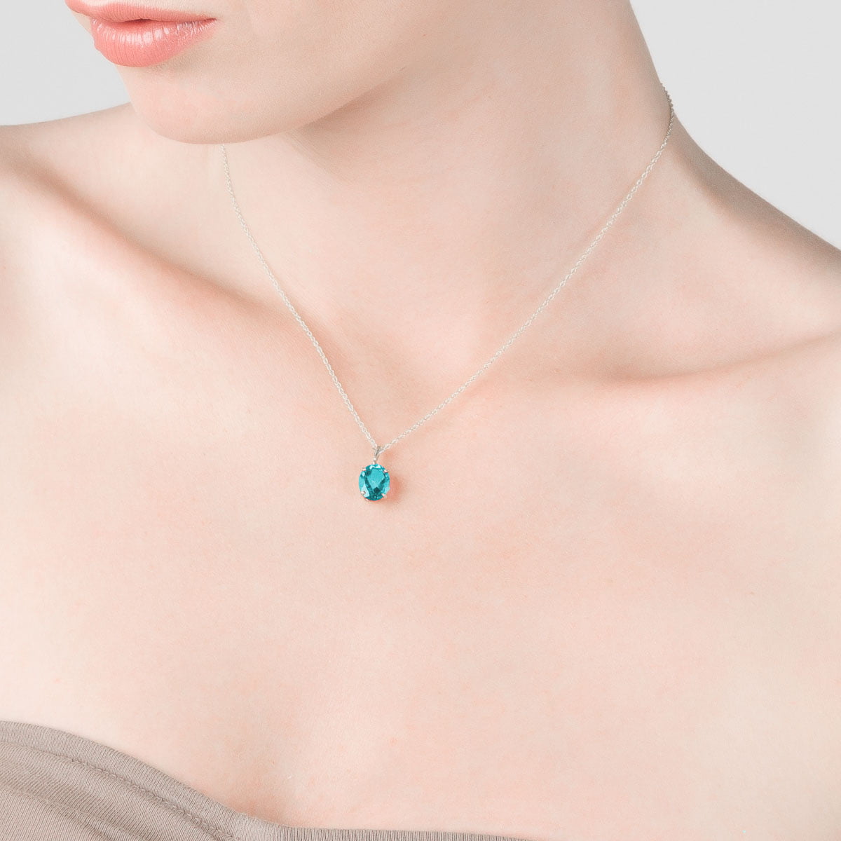 14K Solid Gold Necklace with Natural Blue Topaz