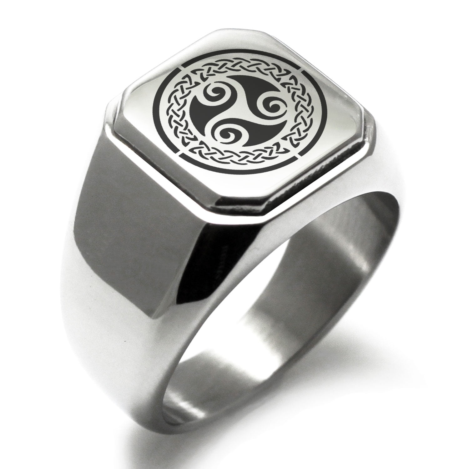 Stainless Steel Celtic Triskele Triskelion Triple Knot Engraved Square ...