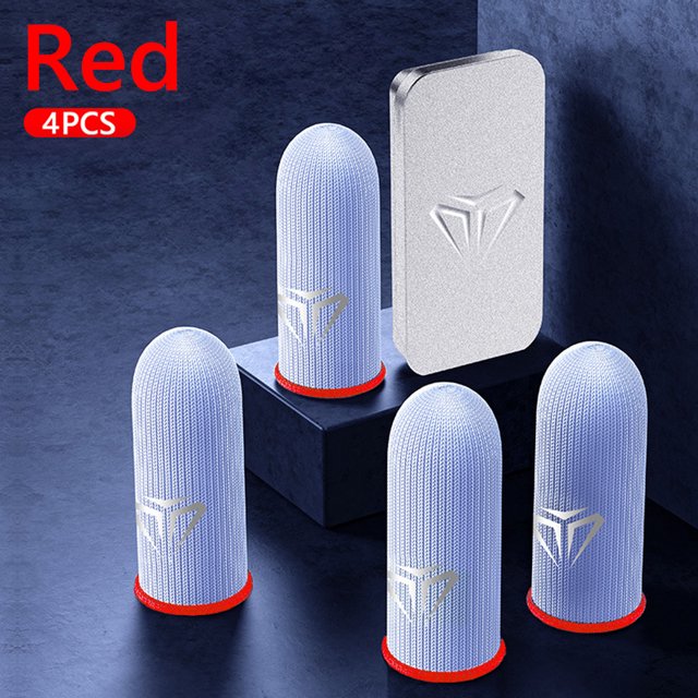 Guantes De Punta De Dedo 4PCS Teléfono móvil Gaming Finger Cover Guantes impermeables para los dedos (Rojo)