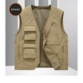 thumbnail image 4 of Yaoyar Men's Utility Cargo Vest Outdoor Fishing Travel Work Photo Vest with Pockets Solid Vest Coat Stand Collar Sleeveless Hoodless Jacket Tank Tops Khaki XL, 4 of 5