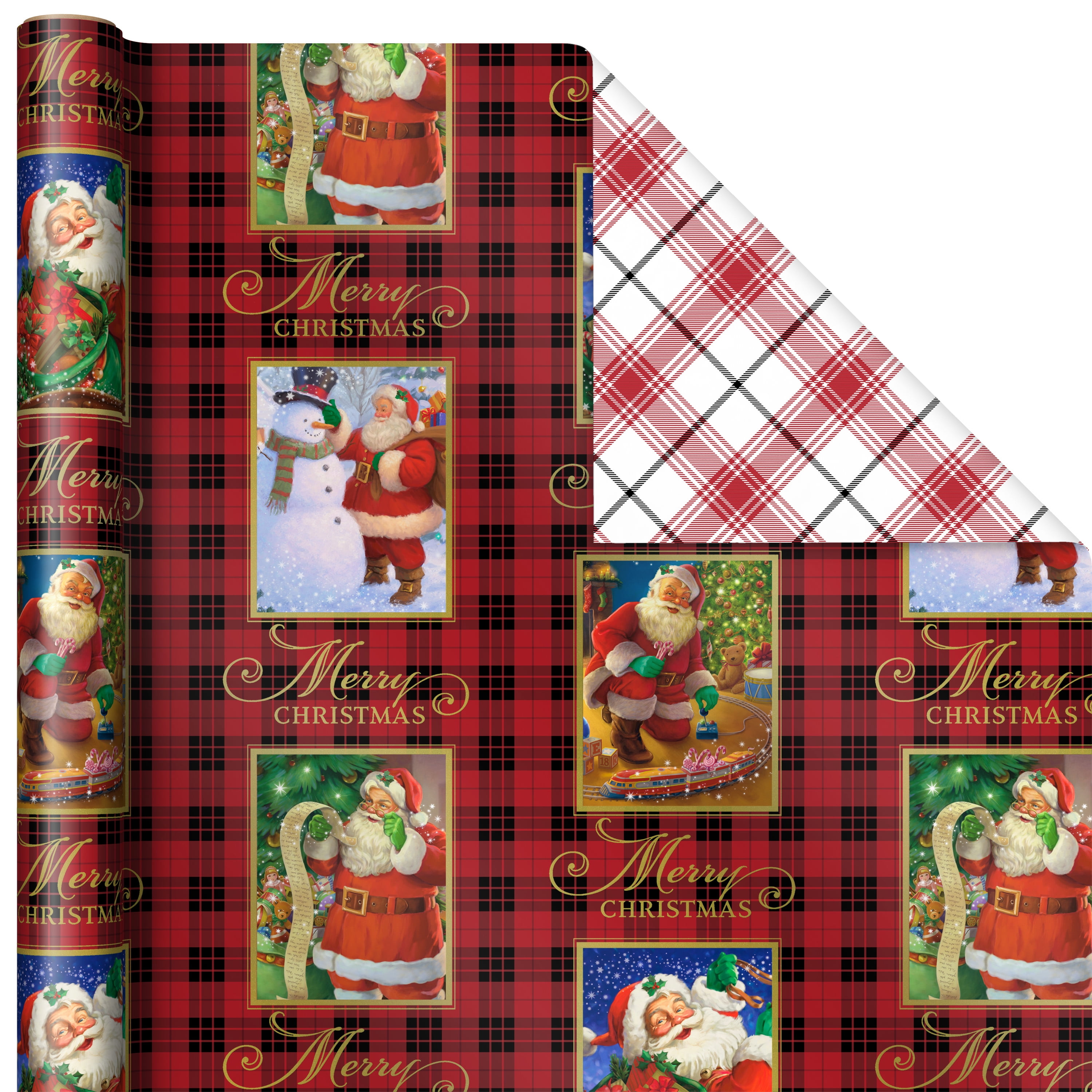 Details about   VTG MERRY CHRISTMAS WRAPPING PAPER ROLL HALLMARK NOS MIP 30" X 96" ON RED 