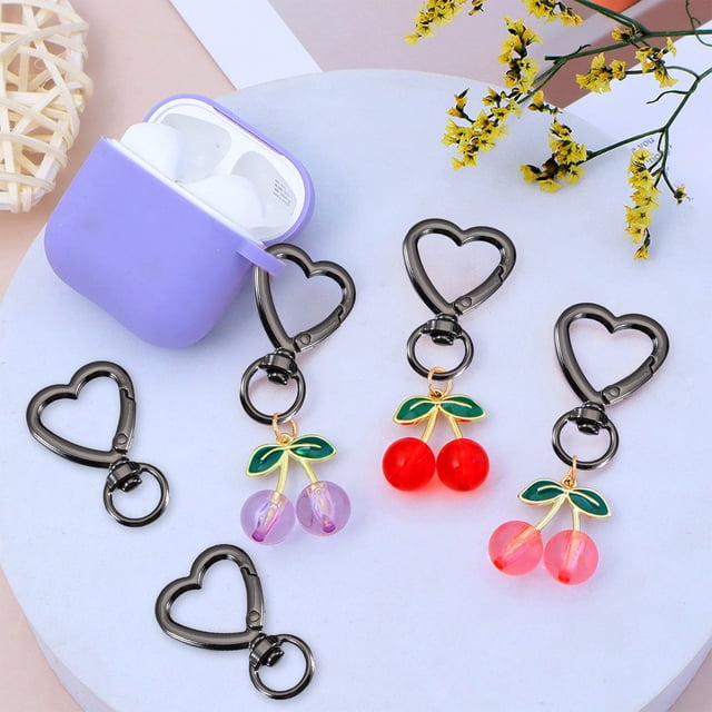 Juego de 5 llaveros con forma de corazón | Hebilla de aleación para bolso y llavero decorativo | Decoración navideña de San Valentín con gancho | Colores oro rosa, plata, negro