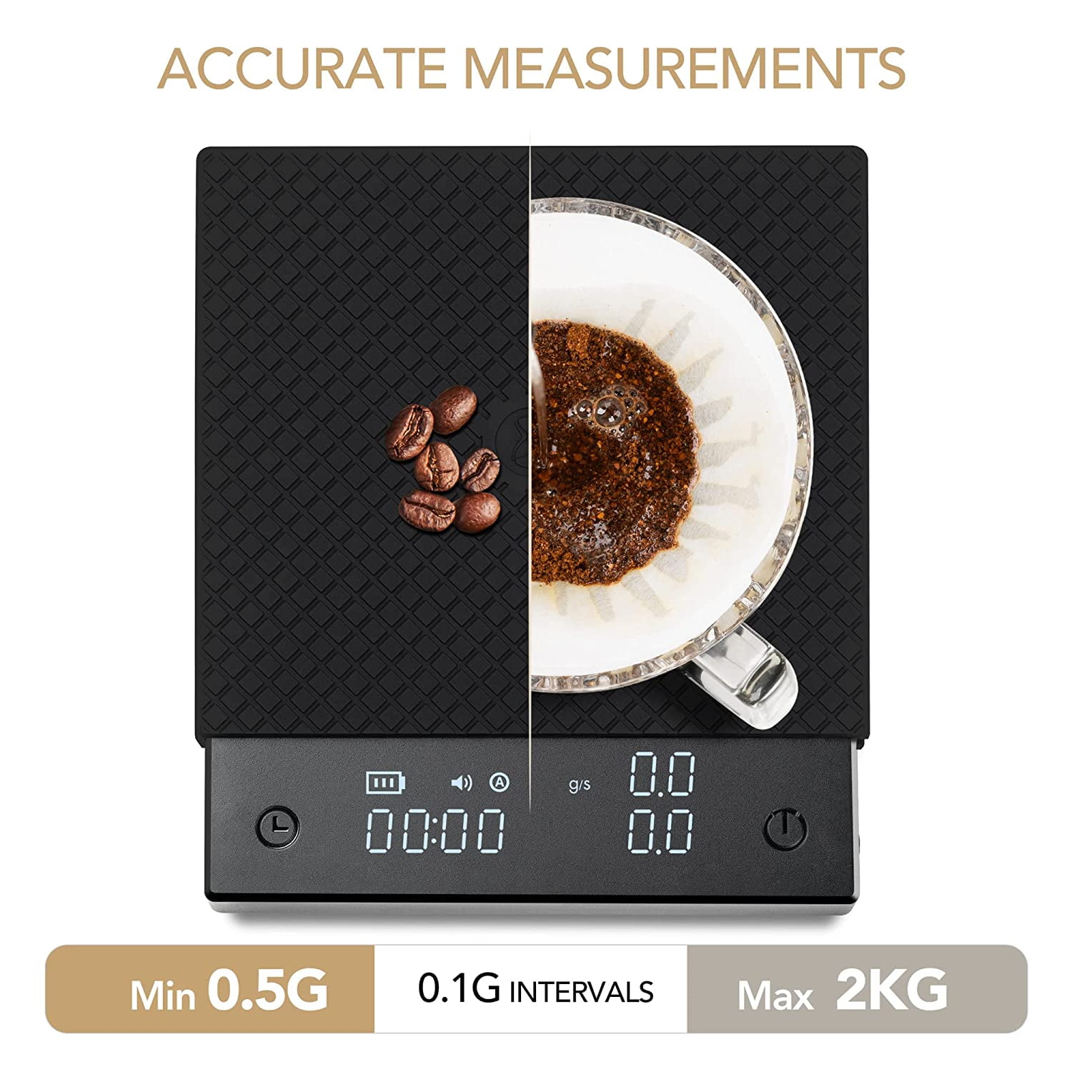 TIMEMORE Coffee Scale, Espresso Scale,Weigh Digital Coffee Scale with  Timer,2000 Grams(Black)