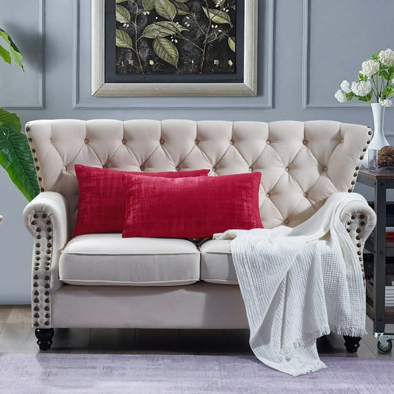 Home Soft Things Textured Velvet 2 Piece Pillow Shell Set - Tango Red - 14" x 26"