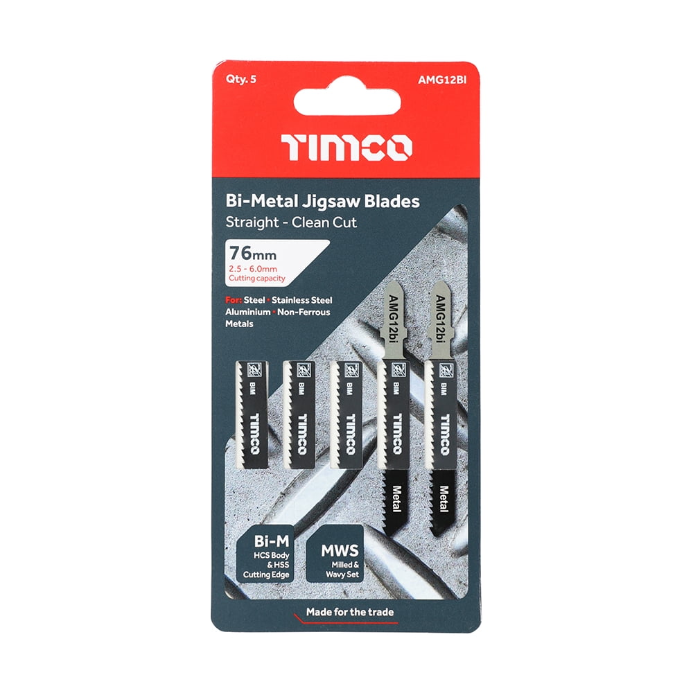 Timco - Jigsaw Blades - Metal Cutting - Bi-Metal Blades (Size T118BF - 5 Pieces)
