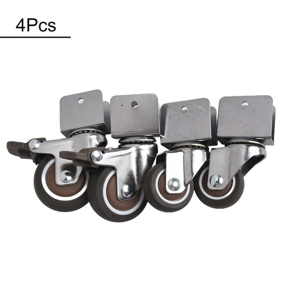 4Pcs U Type Side Mounted Furniture Casters with 2 Brake & 2 Swivel Wheels,1.5 & 2 Inch Soft Rubber Mute Casters for Chairs Cabinets Workbenches