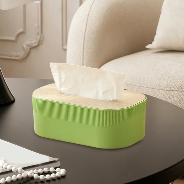 MTBLYS Funda para caja de pañuelos de papel|Dispensador de pañuelos de gran capacidad con tapa de madera|Almacenamiento de pañuelos faciales para escritorio|sala de estar|dormitorio|baño|cocina