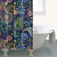 thumbnail image 4 of Blue Pioneer Flower and Paisley Pattern Shower Curtain 36"x72" ,Bathroom Decorative Shower Curtains Set with 12 Hooks,Modern Waterproof Washable Shower Curtain, 4 of 6