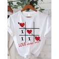thumbnail image 2 of Valentine's Day Theme Nine Square Grid Game Print Women's T-Shirt, Valentine's Day Gift Casual, Fashionable, Comfortable, Soft, Athletic, Fitness, Daily Outdoor, Breathable Crew Neck Short Sleeve T-S, 2 of 7