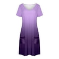 thumbnail image 4 of Npasoilc Summer Mini Dress for Women V-Neck Short Sleeve Pleated Skirts Casual loose Ruffle Dress with Pockets, 4 of 8