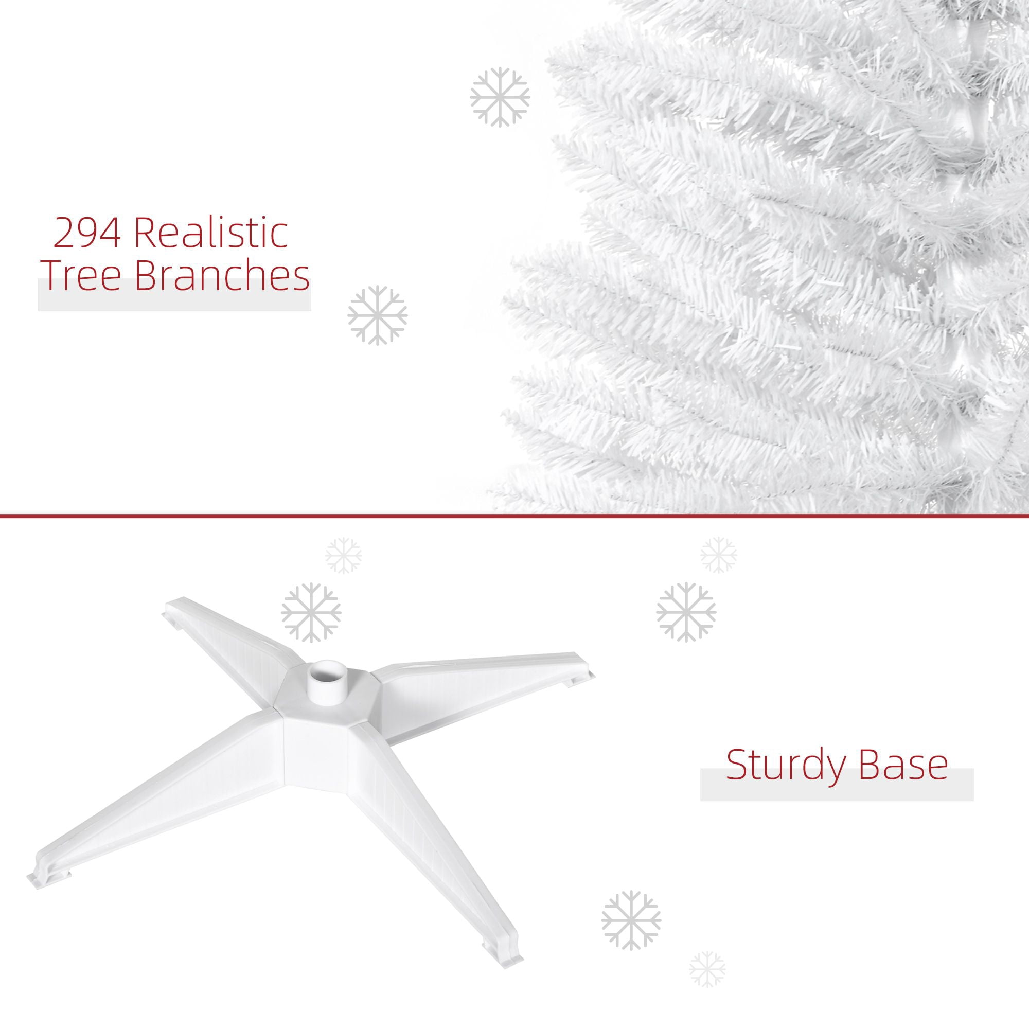 5 ft Artificial Pencil Christmas Tree, Slim Unlit Xmas Tree with 294 Branch Tips and Plastic Stand for Small Spaces and Apartments