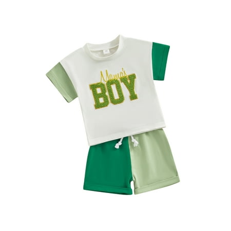 

Bslissey Toddler Baby Girls Boys Casual Shorts Sets Short Sleeve Letter Embroidery T-shirt Tops + Contrast Color Shorts 6M 12M 18M 24M 3T Infant 2Pcs Summer Outfits