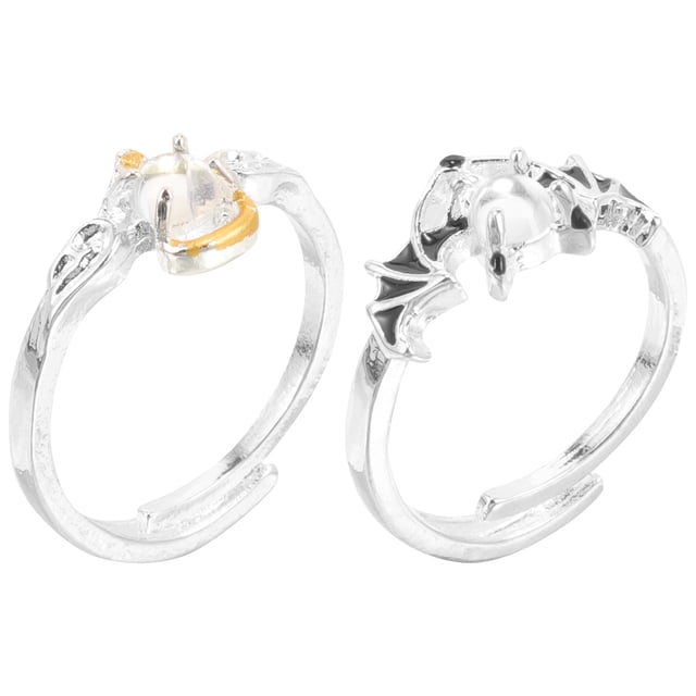 1 par de anillos de ángel y diablo, anillos decorativos para parejas, anillos a juego, joyería para los dedos.