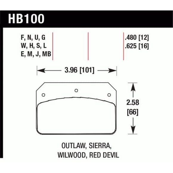 Hawk Performance HB100F.480 Plaquette de Frein Série HPS Ferro-Carbone; Ensemble de 4
