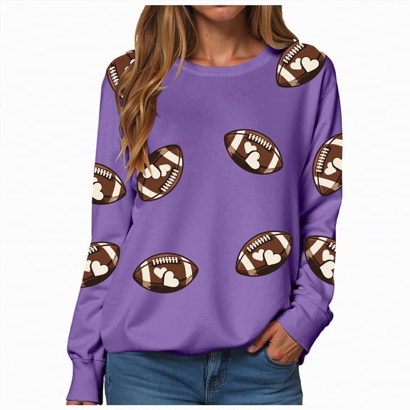 Towmus Football Sweatshirt For Women Rugby Graphic Print Sunday Casual Long Sleeve Crewneck Fall Pullover