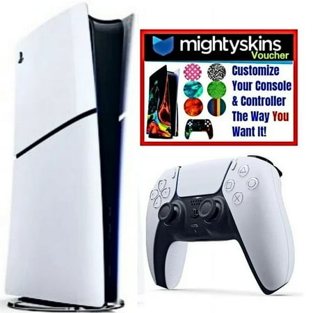Sony PlayStation 5 (PS5) Digital Console Slim Edition W/ Mightyskins Custom Skin Code Voucher - Bundle