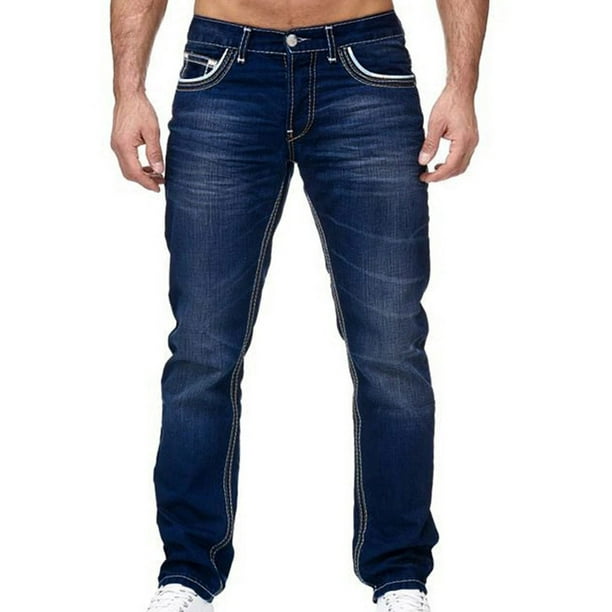 Pantalones largos para hombre, casuales, de mezclilla, de algodón, rectos, rotos, con agujeros, pantalones largos, pantalones para hombre
