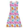 thumbnail image 5 of Spazoro Little & Big Girls A-Line Dress, Crew Neck Floral Print 2025 New Style Sleeveless Summer Dresses for Child Girls Multicolor Size 13 T, 5 of 7