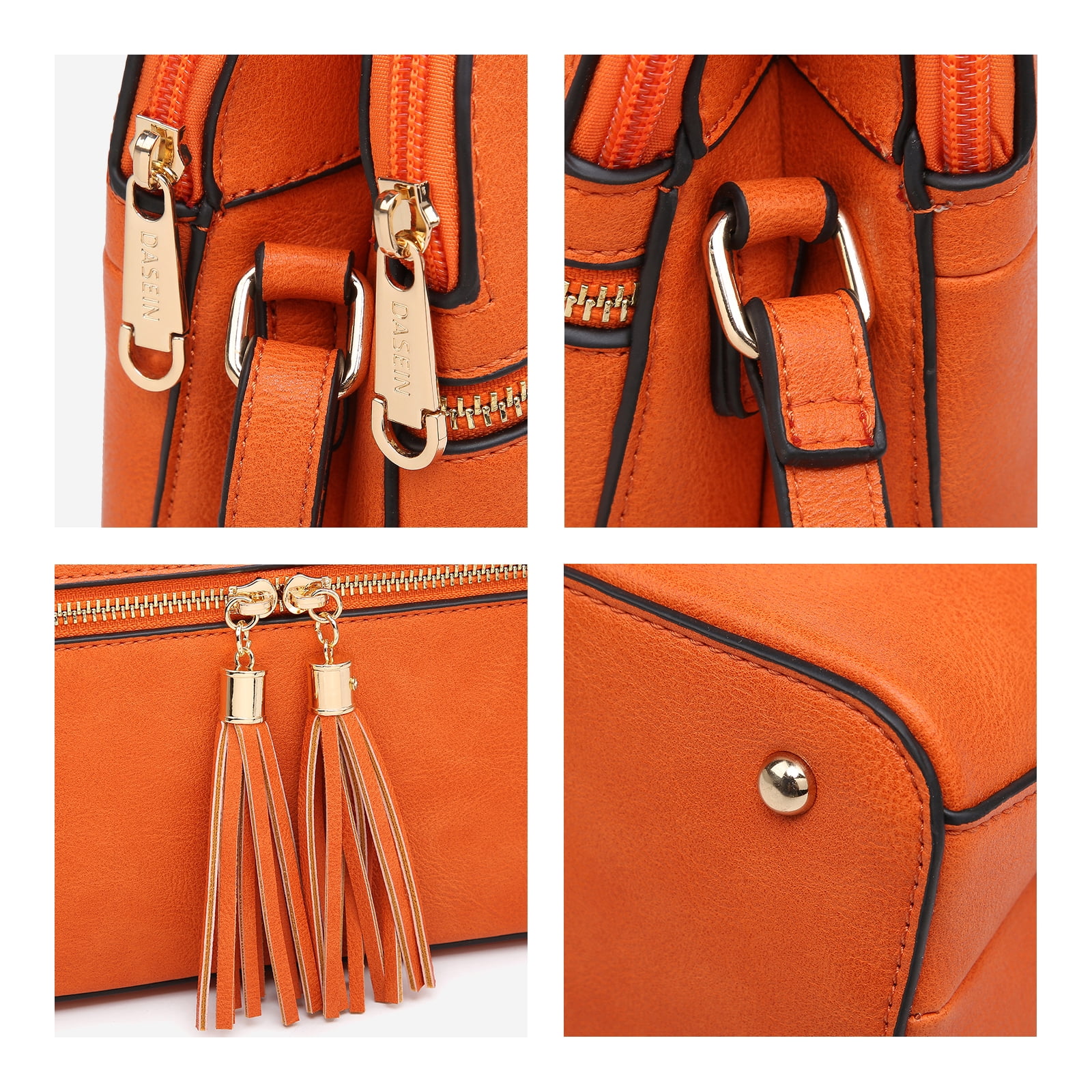 Dasein Women Tassel Zipper Pocket Crossbody Bag Shoulder Purse Fashion Travel Bag with Multi Pockets