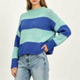 thumbnail image 4 of Fewfanhot Fall Sweaters for Women Striped Mock Neck Fall Knit Color Block Long Sleeve Warm Winter Loose Fit Sweater, 4 of 6