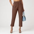 thumbnail image 6 of COMVALUE Pants for Women Stretch Cropped Summer Casual Capris Office Work Slacks Yoga Dress Pant Pants (Brown, XL), 6 of 9