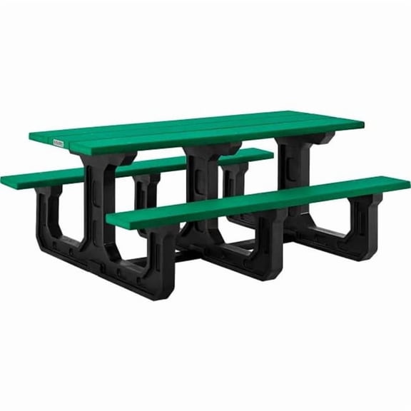 Global Industrial 271678GN 8 ft. Rectangular Picnic Table - Recycled Plastic with Heavy Duty Base, Green